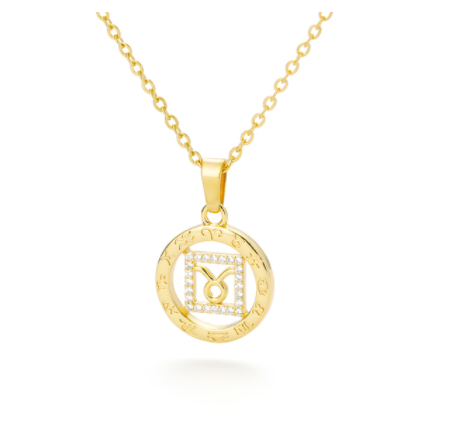 Sale Twelve Constellation Necklace Ladies Inlaid Zircon Pendant Scorpio Taurus Jewelry