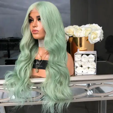 New Wigs for Women Green Mid-Length Curly Hair