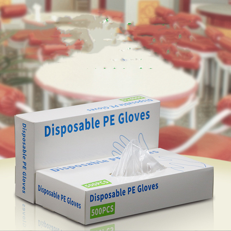 Title 1, Disposable Boxed Film PE Gloves English Version...