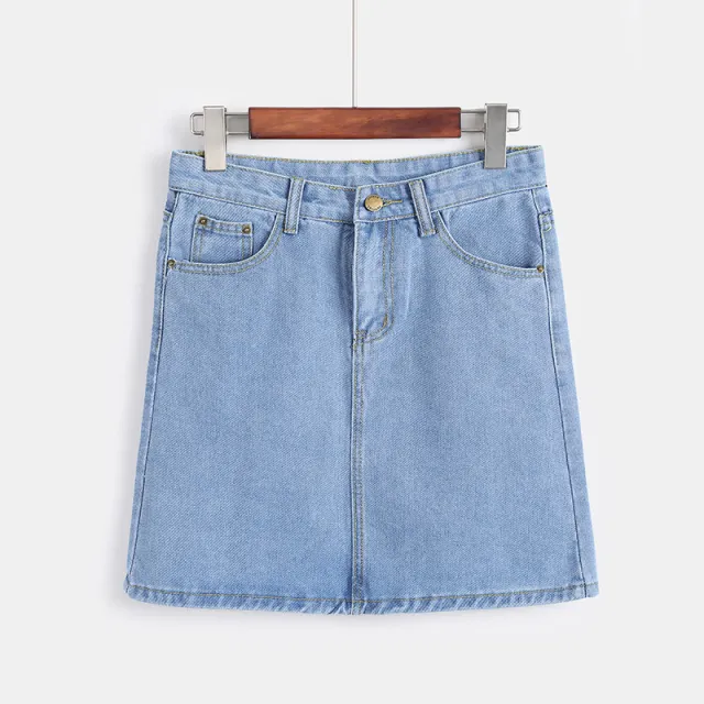 High Waist Slim Bag Hip Denim Skirt Female Retro A Line Skirt Light Blue - Shop at LoveMi