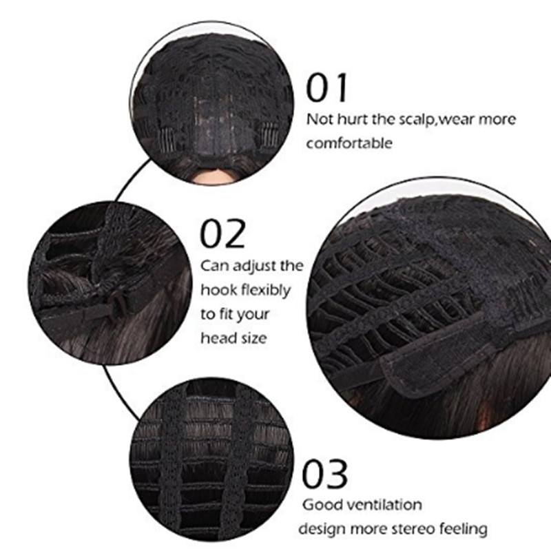 Women's Short Straight Hair, Black Gradient Burgundy Bobo Short Hair - Image 2