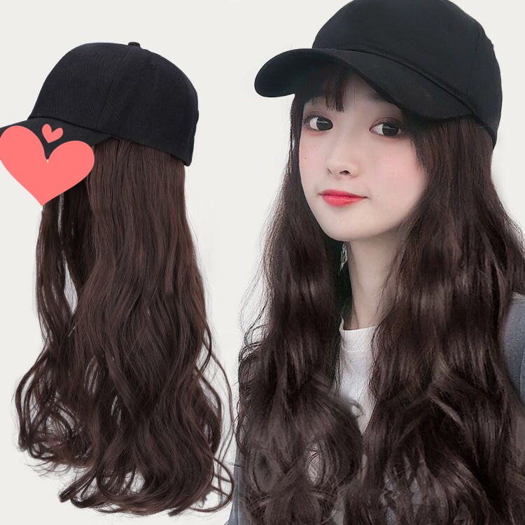 Hat Wig Ladies Long Hair One Big Wave Curly Hair Headgear Fashion Hat With Wig Net Red — foto 10