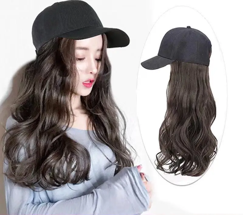 Hat Wig Ladies Long Hair One Big
