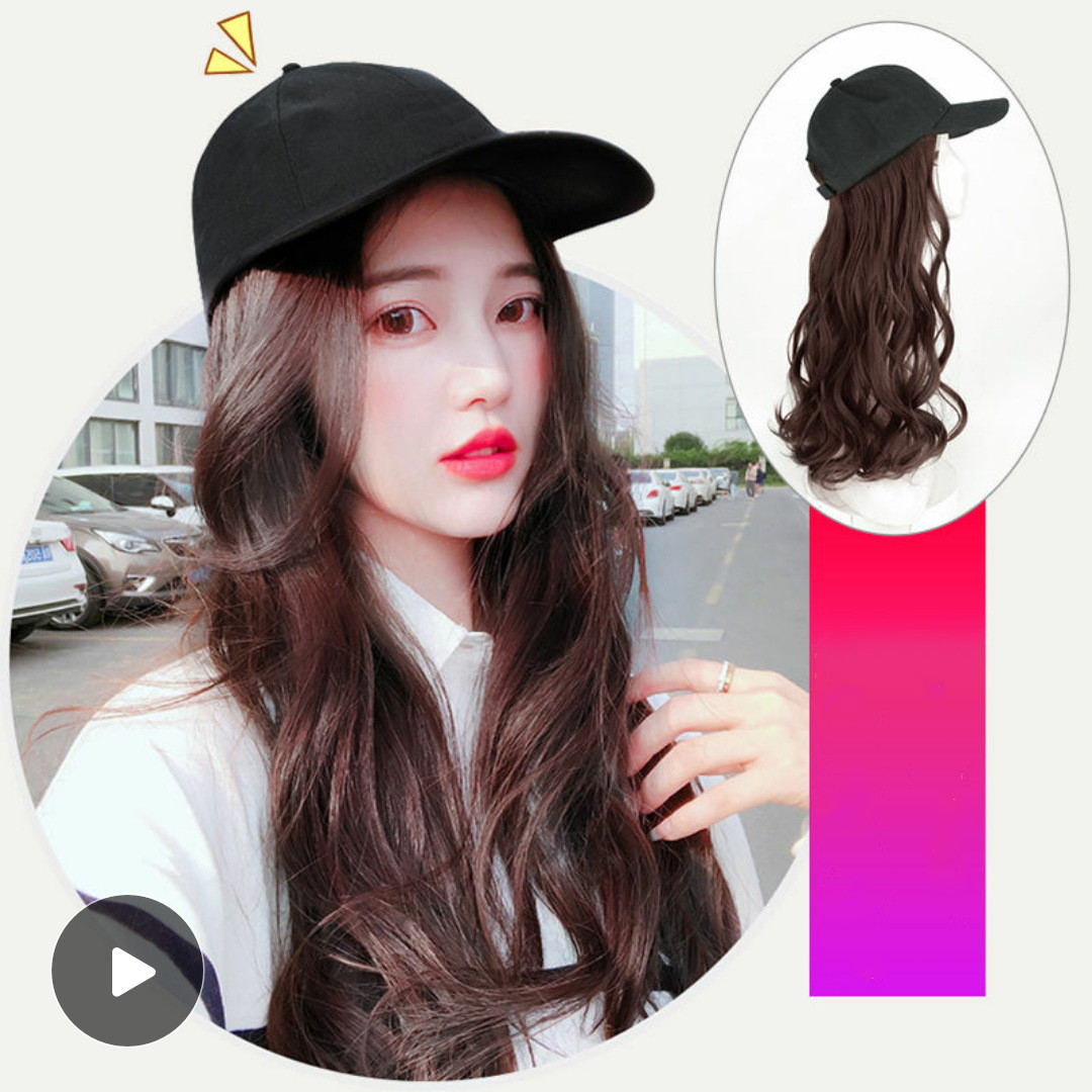 Hat Wig Ladies Long Hair One Big Wave Curly Hair Headgear Fashion Hat With Wig Net Red — foto 3