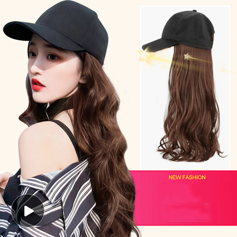 Hat Wig Ladies Long Hair One Big Wave Curly Hair Headgear Fashion Hat With Wig Net Red — foto 4