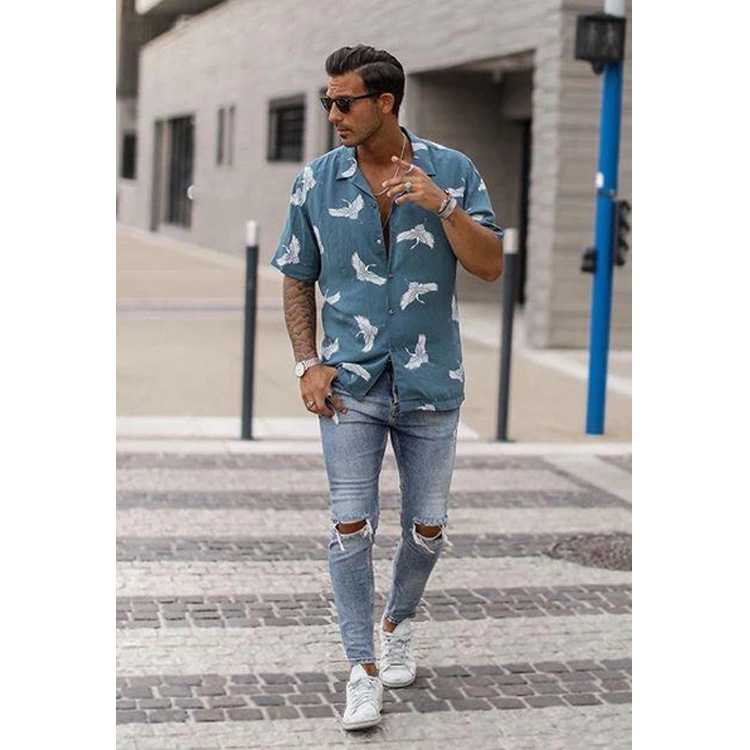 Hawaiian Casual Beach Print Short Sleeve