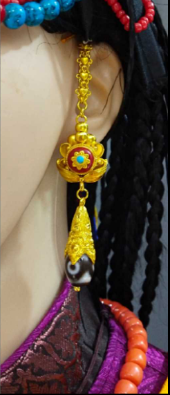 Ethnic Style Gold-plated Dzi Bead Earrings