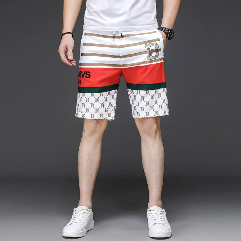 Outer Wear Fashion Printed Five-point Pants Men's Beach Pants