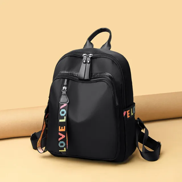 Backpack Female Korean Style Trendy Casual Fashion Student School Bag Nylon Oxford Cloth Ladies Backpack Black - Shop at LoveMi