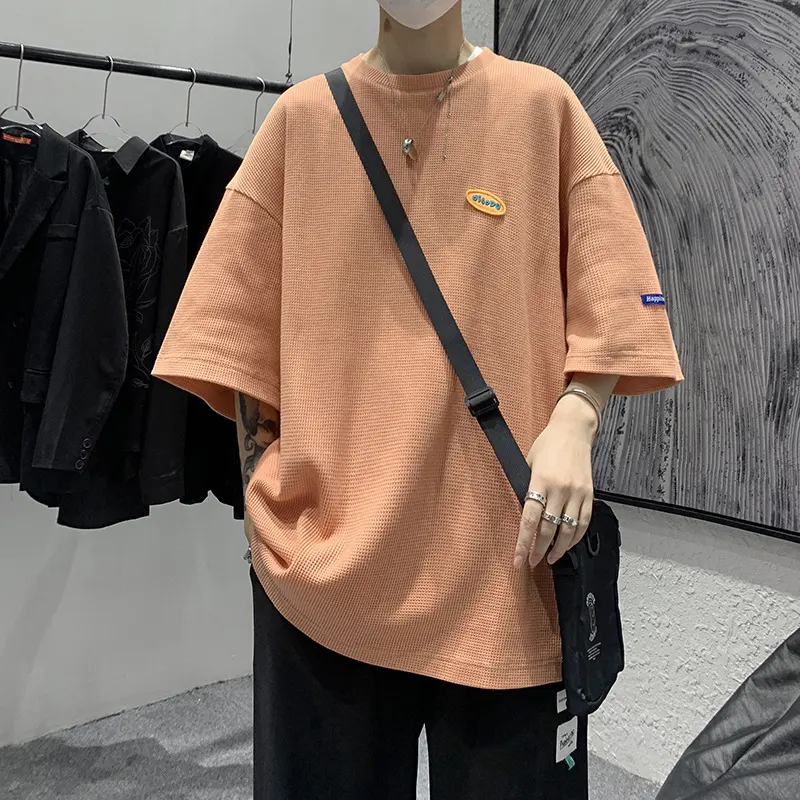 Japanese Casual Men's 5-sleeve T-shirt Loose Fashion Brand Round