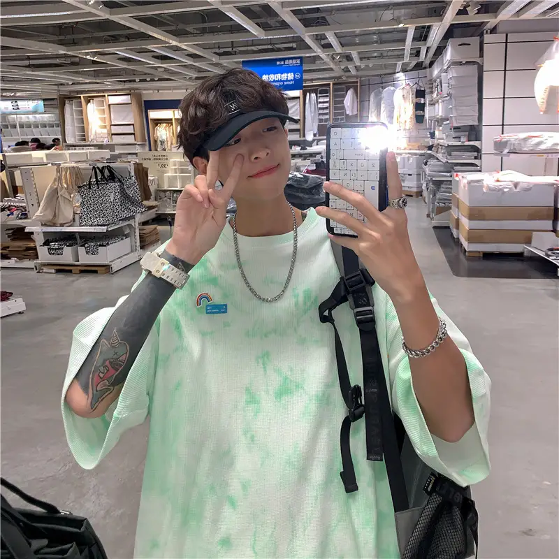 Round Neck Tie-dye Loose Casual T-shirt Men's