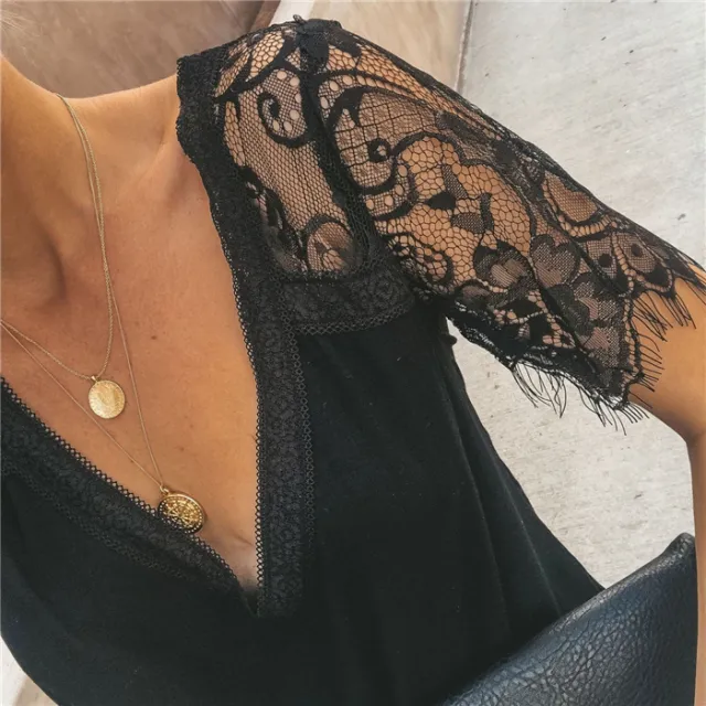 European And American Short sleeved T shirt Bottoming Top Women Black - Shop at LoveMi
