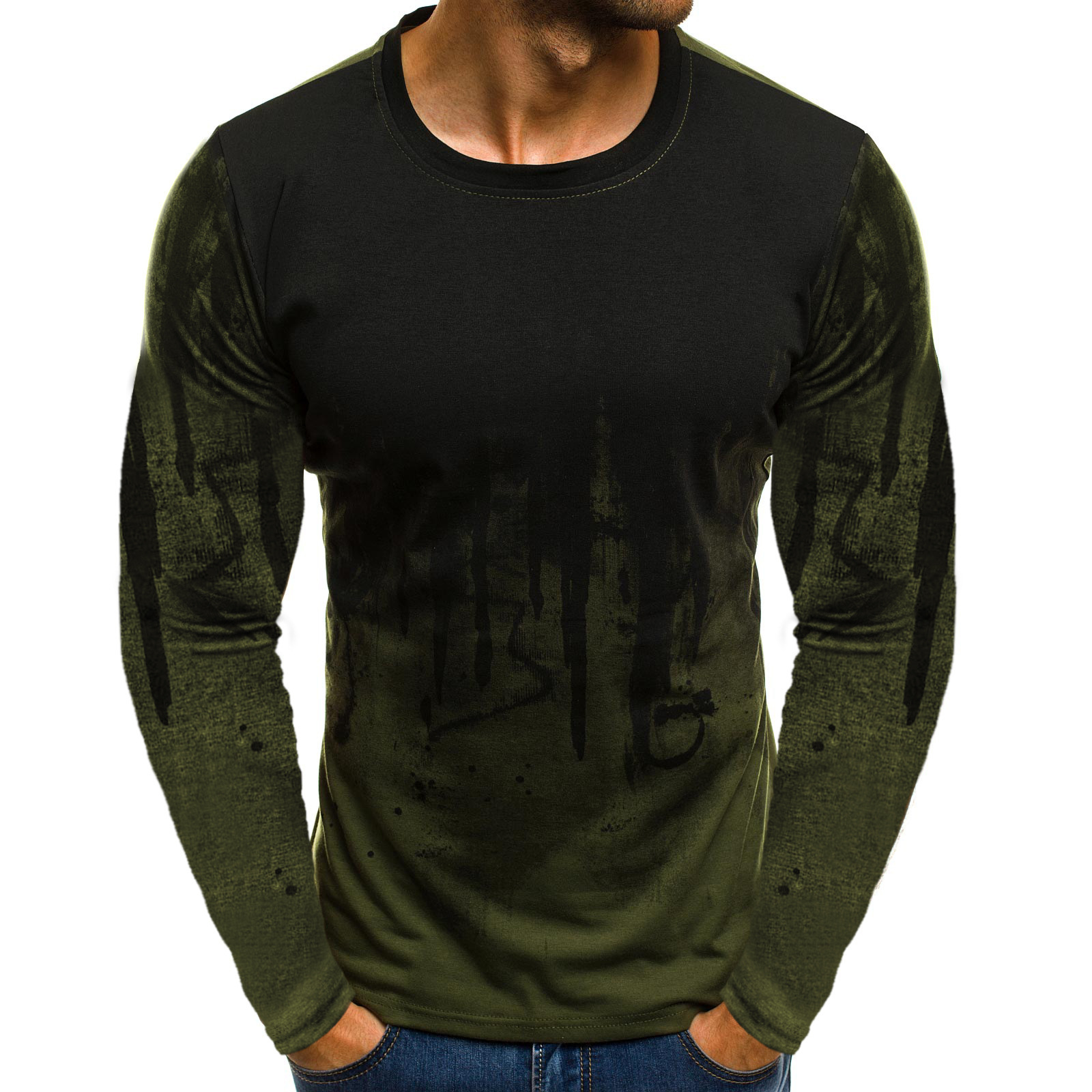Fashion Men's Camouflage Color Pullover Long Sleeve