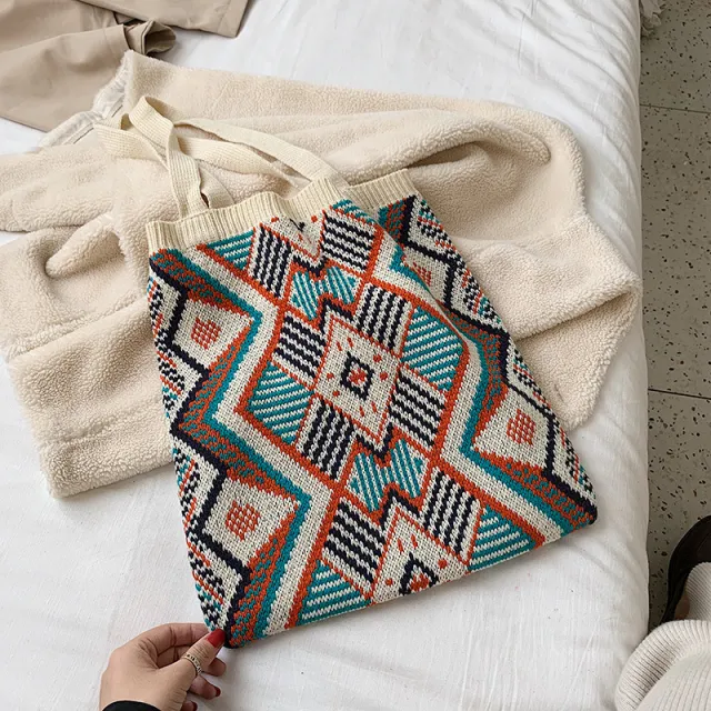 Large capacity Woven Bag, Atmospheric One shoulder Handbag Tote Bag White - Shop at LoveMi