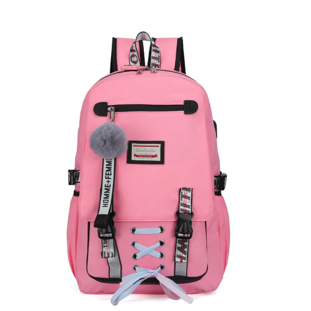 New Korean Ladies Backpack Student School Bag Outdoor Leisure Travel Bag Pink - Shop at LoveMi