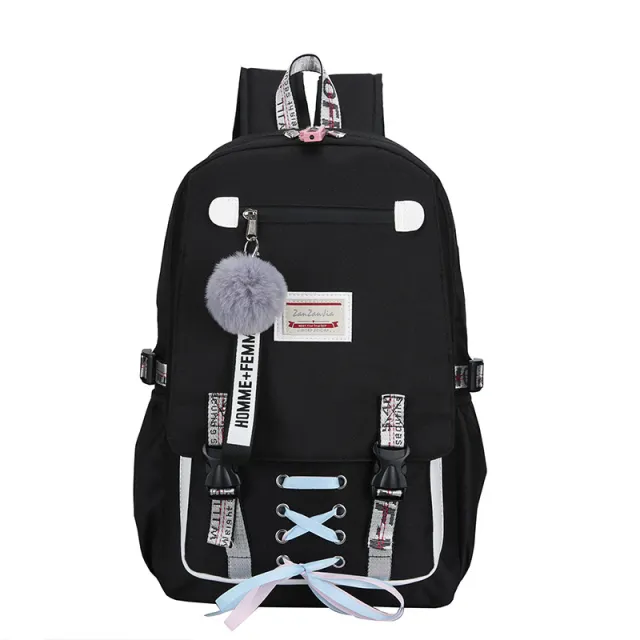 New Korean Ladies Backpack Student School Bag Outdoor Leisure Travel Bag Black - Shop at LoveMi