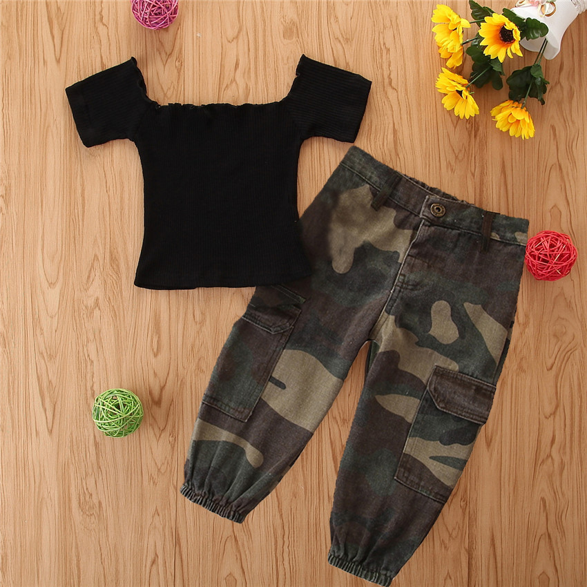 Children's Trend To Wear Short-sleeved  Camouflage Overalls