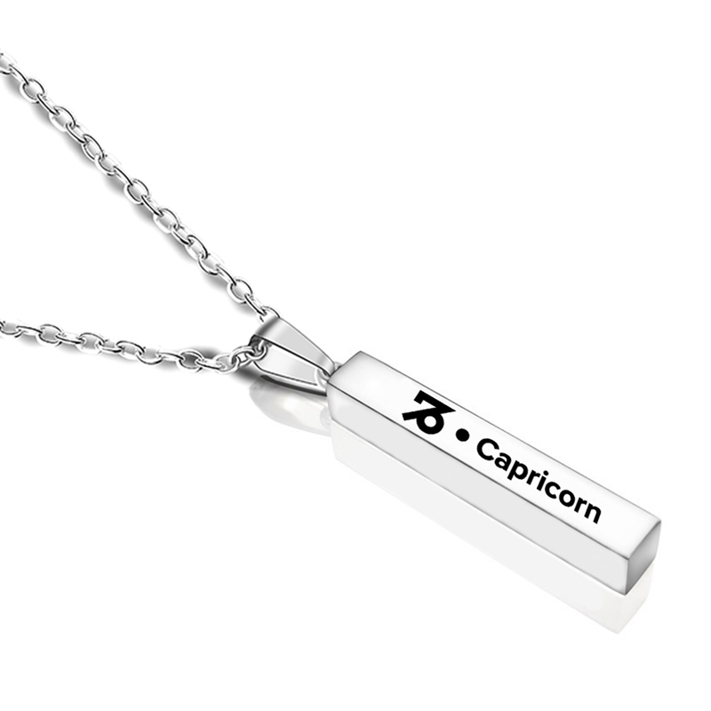 New 12 Constellation Long Bar Stainless Steel Pendant