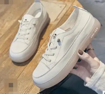 Women'S First Layer Leather White Shoes