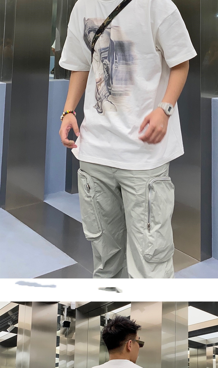 Kaalixto Phantom Short-sleeved T-shirt Mens Tide Ins Trend Cotton Loose Couple Clothes