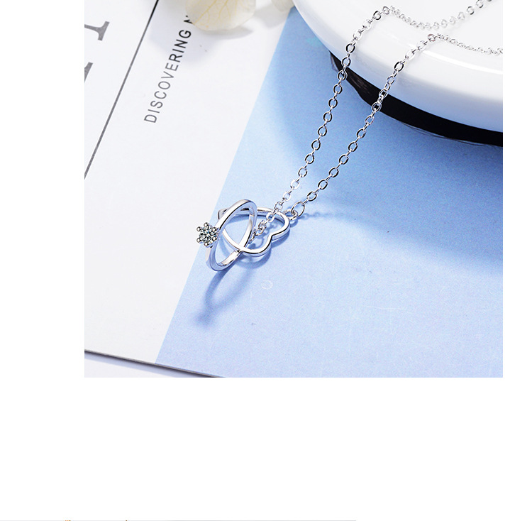 Diamond Double Buckle Simple Ring Short Clavicle Chain