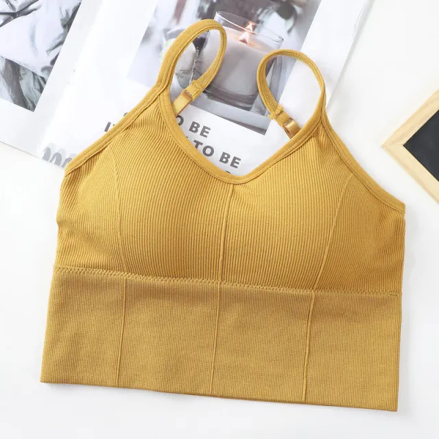 Cotton Sports Bras Women Push Up Solid Sports Bra Jogging Gym Yellow - Shop at LoveMi