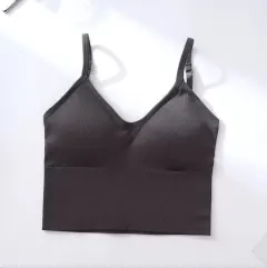 Cotton Sports Bras Women Push Up Solid Sports Bra Jogging Gym - Grey - View 1