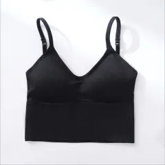 Cotton Sports Bras Women Push Up Solid Sports Bra Jogging Gym - Black - View 1