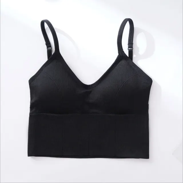 Cotton Sports Bras Women Push Up Solid Sports Bra Jogging Gym Black - Shop at LoveMi
