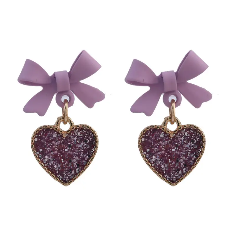 New Korean Style Purple Bow Sequin Love
