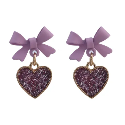 New Korean Style Purple Bow Sequin Love Heart Clip