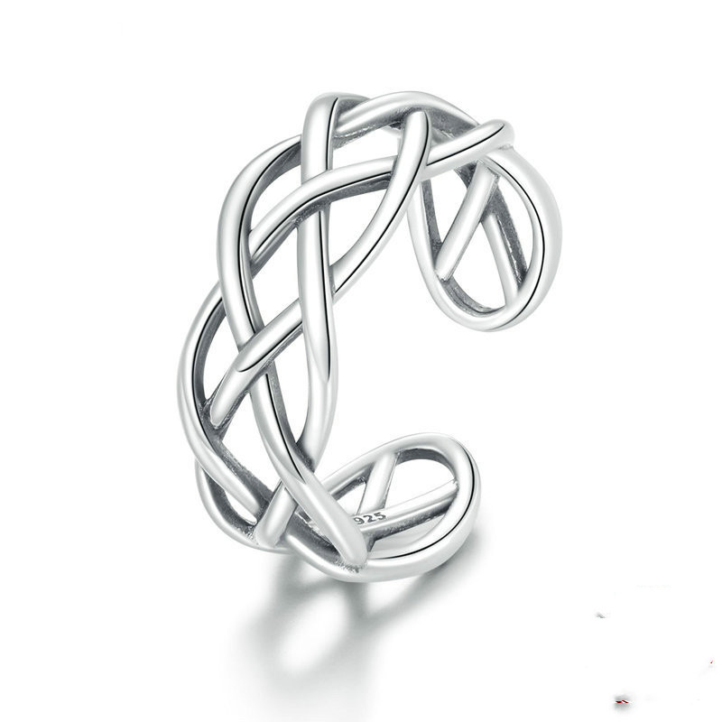 Bamoer Genuine 925 Sterling Silver Woven Texture Ring — foto 2