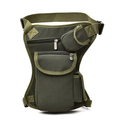 Ares canvas leg men's multi-functional leg outdoor men and women casual tactical bag pockets ride Marching fans waist bag - Green
