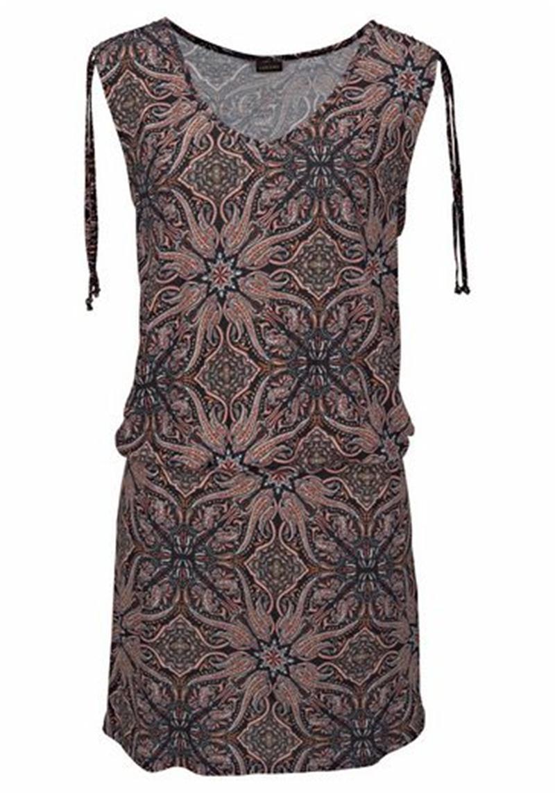 Printed Shrink Strap Elastic Waist Dress