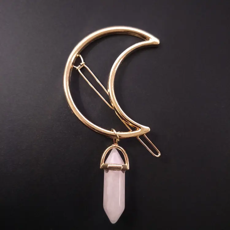 Moon Natural Stone Hexagonal Gemstone Hairpin Hair