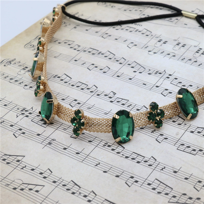 Vintage Palace Emerald Gold Chain Headband Necklace