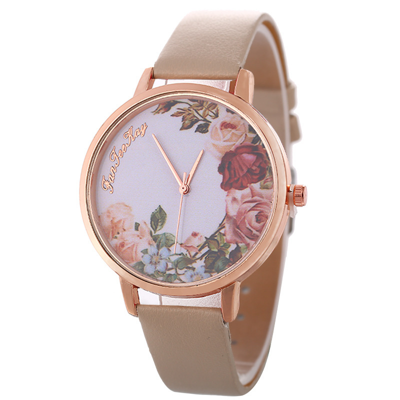 Personalized Peony Flower Trend Korean Style Simple Belt Women's Watch
