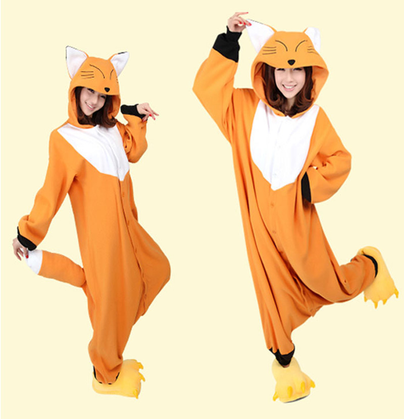 Cartoon One-piece Pajamas Yellow Fox Home Clothes For Men And Women
