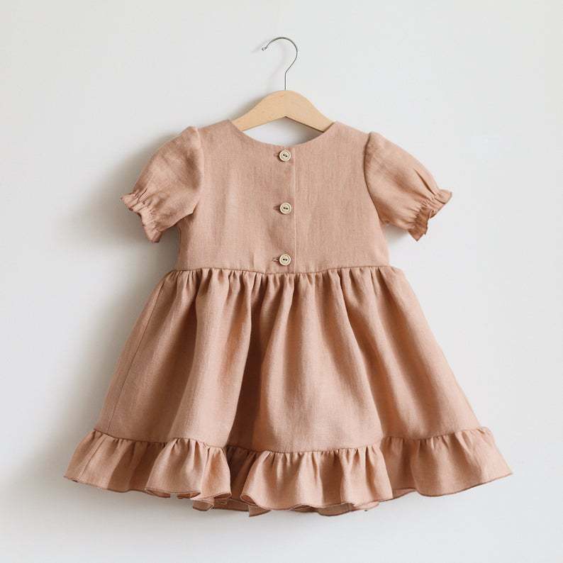 Title 2, Baby Girl Dress Cotton Linen Vest Skirt Baby Sk...