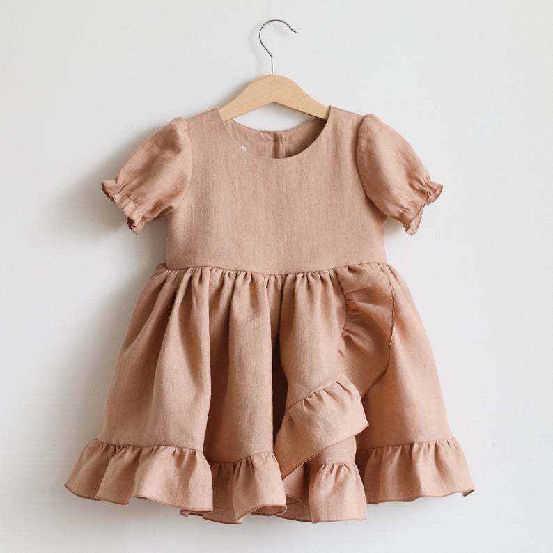 Title 3, Baby Girl Dress Cotton Linen Vest Skirt Baby Sk...