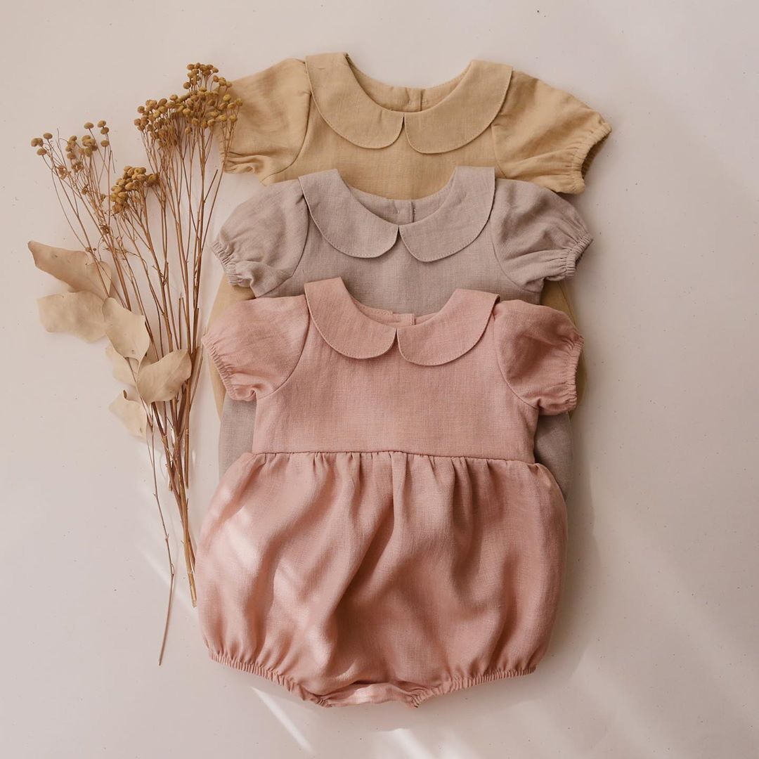 Female Baby Baby One-piece Cotton And Linen Short-sleeved