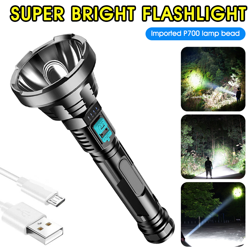Plastic Bright Flashlight USB Charging Led Super Bright Long Shot — foto 4
