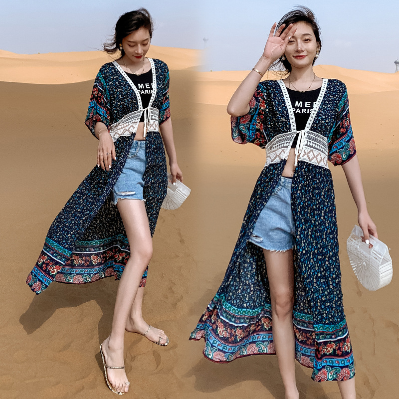 Title 2, CUPSHE Kimono Cover Up Boho Crochê Sexy Manga C...