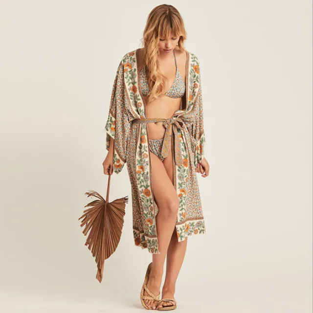 Beach Skirt Belt Belt Cardigan Sun Protection Shirt Khaki - Shop at LoveMi