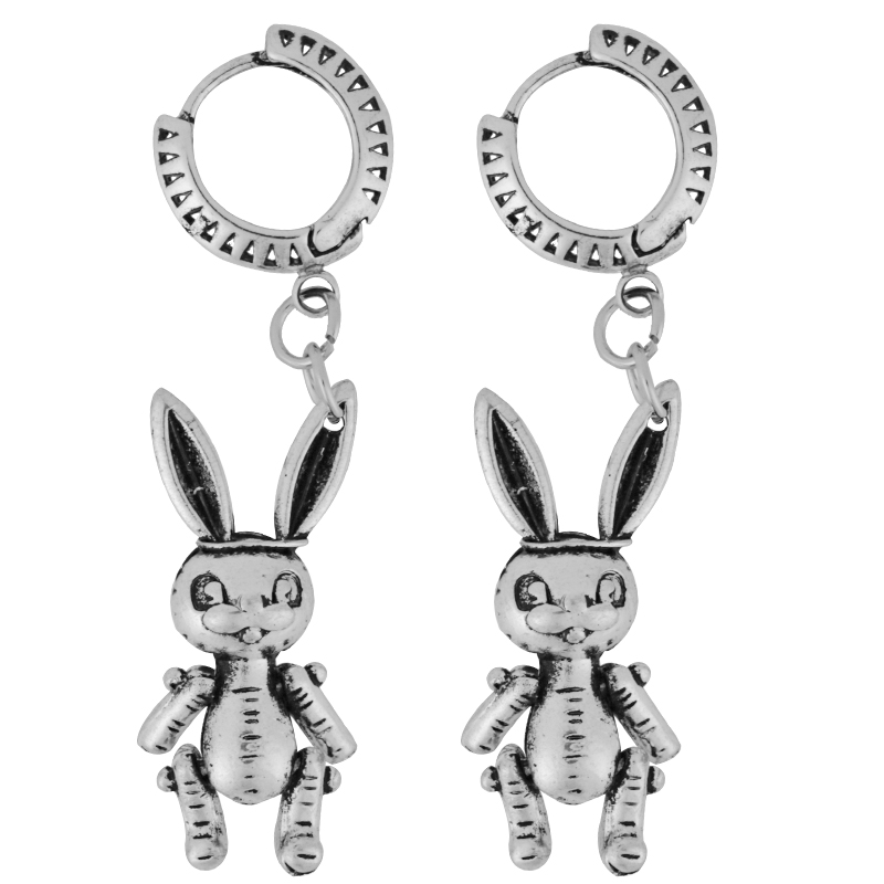 Vintage Made Old Dark Bunny Earrings