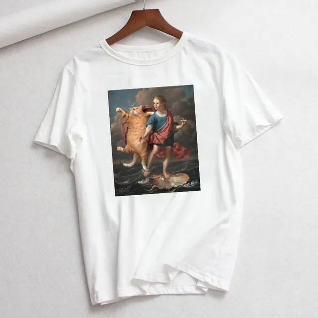 Summer New Style Casual Fashion Plus Size Cartoon Art Short Sleeve - 9Style-M