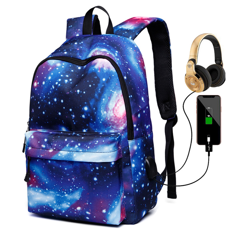 Male And Female Backpack Starry Sky USB Charging Middle School Student Schoolbag