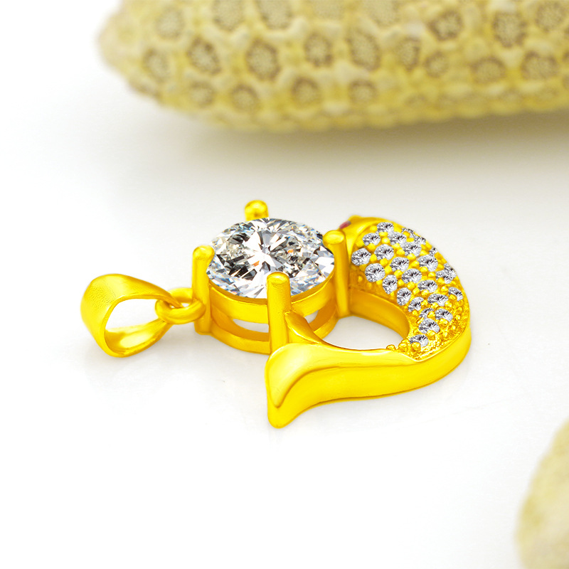24k Gold-plated Jewelry Exquisite Diamond Dolphin Pendant