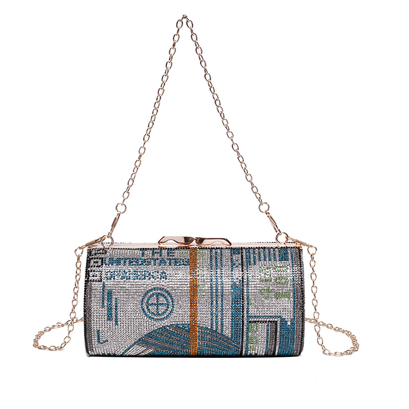 All match Chain Shoulder Bag Texture Hand Bag Blue - Shop at LoveMi