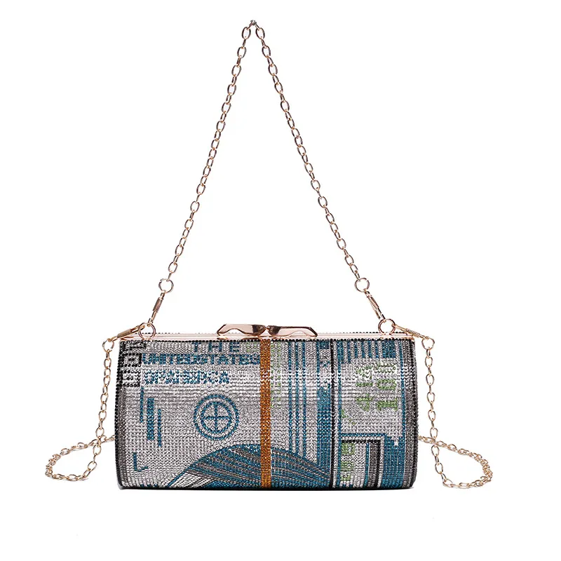 All-match Chain Shoulder Bag Texture Hand Bag - Blue